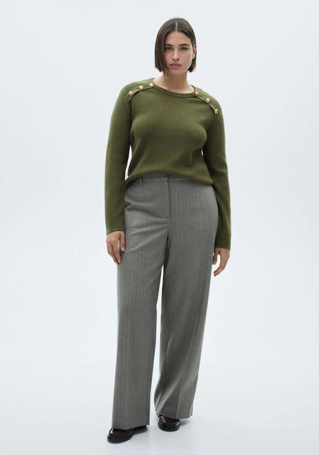 Sweater with jewel buttons - Beige/khaki