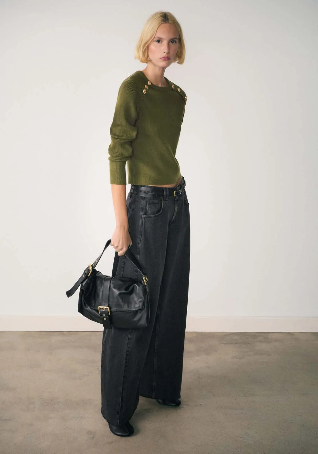 Sweater with jewel buttons - Beige/khaki
