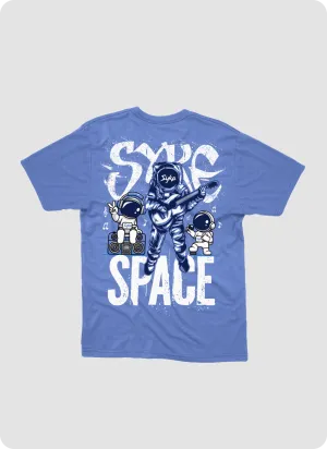 SYKE Space Music Youth T-Shirt - Flo Blue
