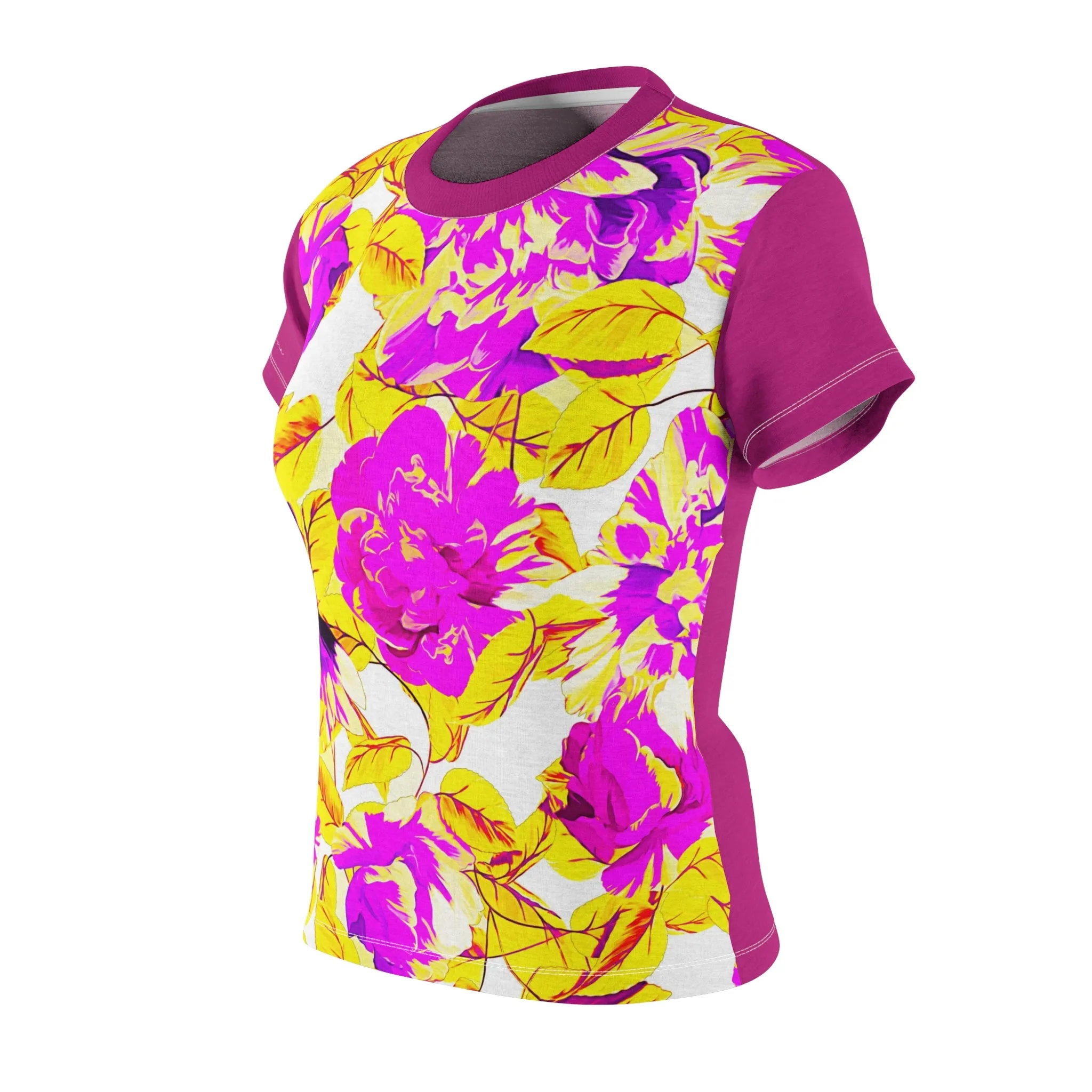 T-Shirt, Pink-Yellow Floral Look