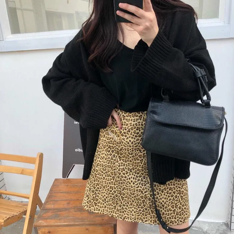 Teen Jacket Female Slim Loose All-match Button Knit Cardigan Jacket Female Solid Color Loose V-neck Sweater