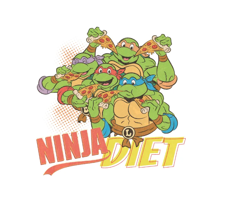 TMNT Group Ninja Diet Official Men's T-shirt (White)