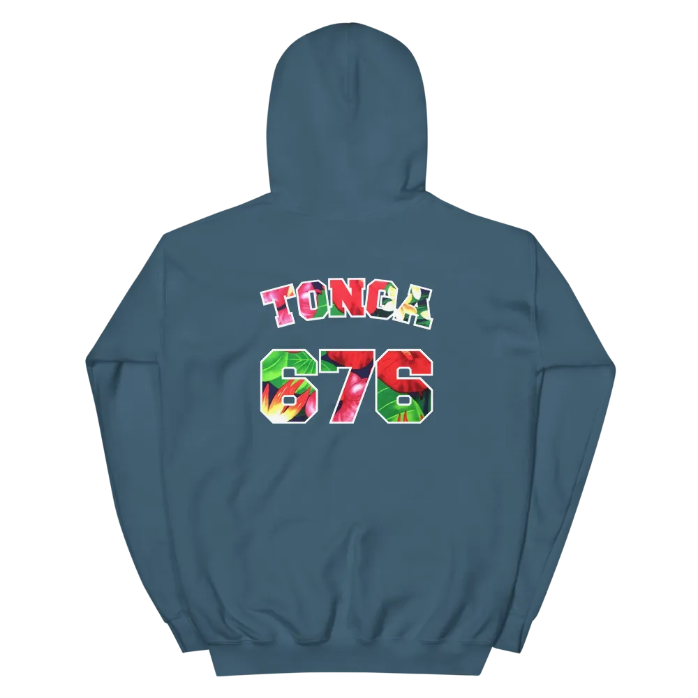 Tonga 676 - Floral Jersey with White Border (front/back) *ADULT HOODIE*