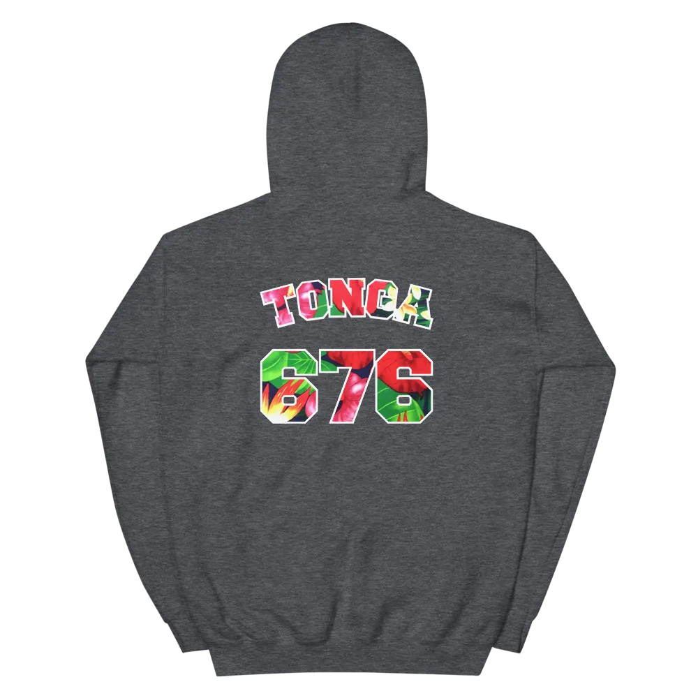 Tonga 676 - Floral Jersey with White Border (front/back) *ADULT HOODIE*