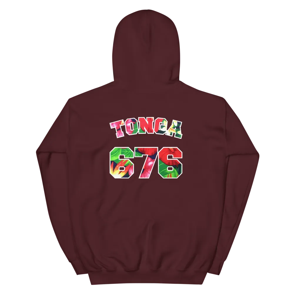 Tonga 676 - Floral Jersey with White Border (front/back) *ADULT HOODIE*