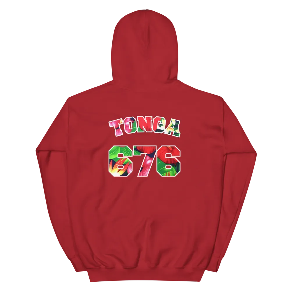 Tonga 676 - Floral Jersey with White Border (front/back) *ADULT HOODIE*
