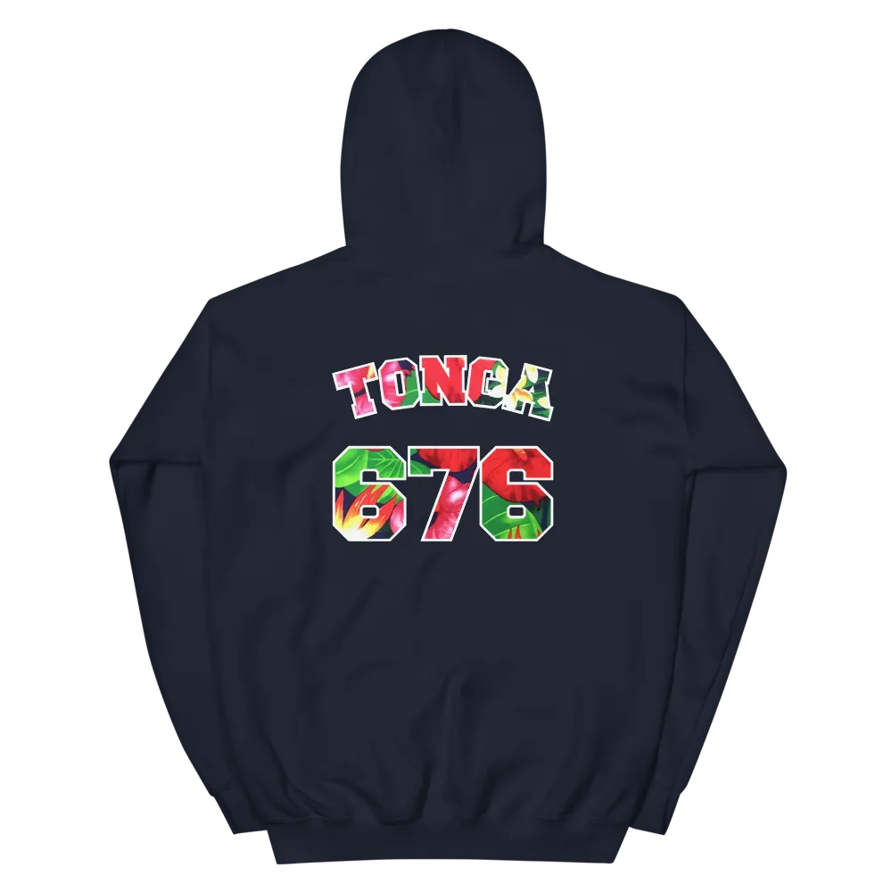 Tonga 676 - Floral Jersey with White Border (front/back) *ADULT HOODIE*