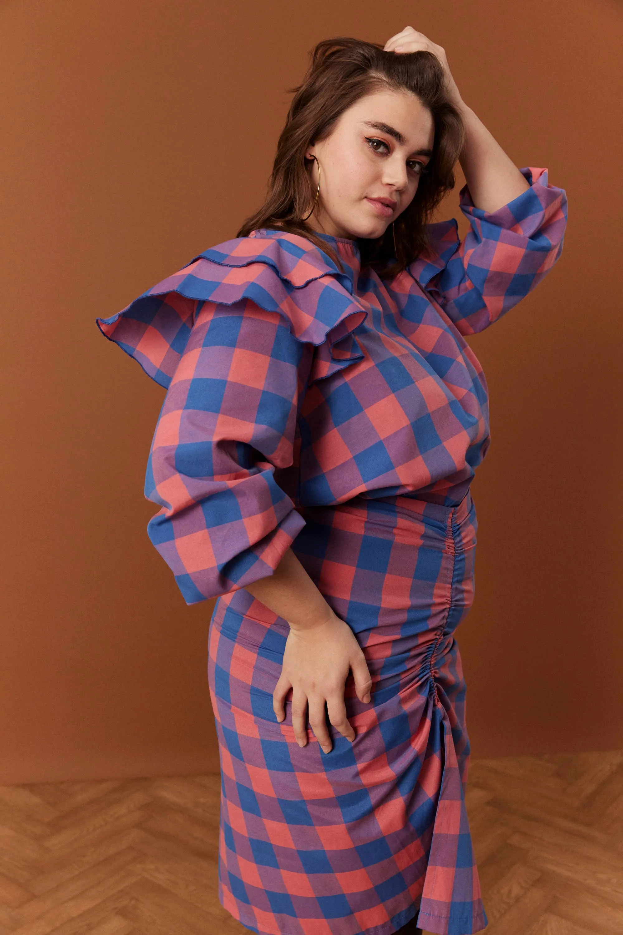 TOP JUDY VICHY ROSE-BLEU