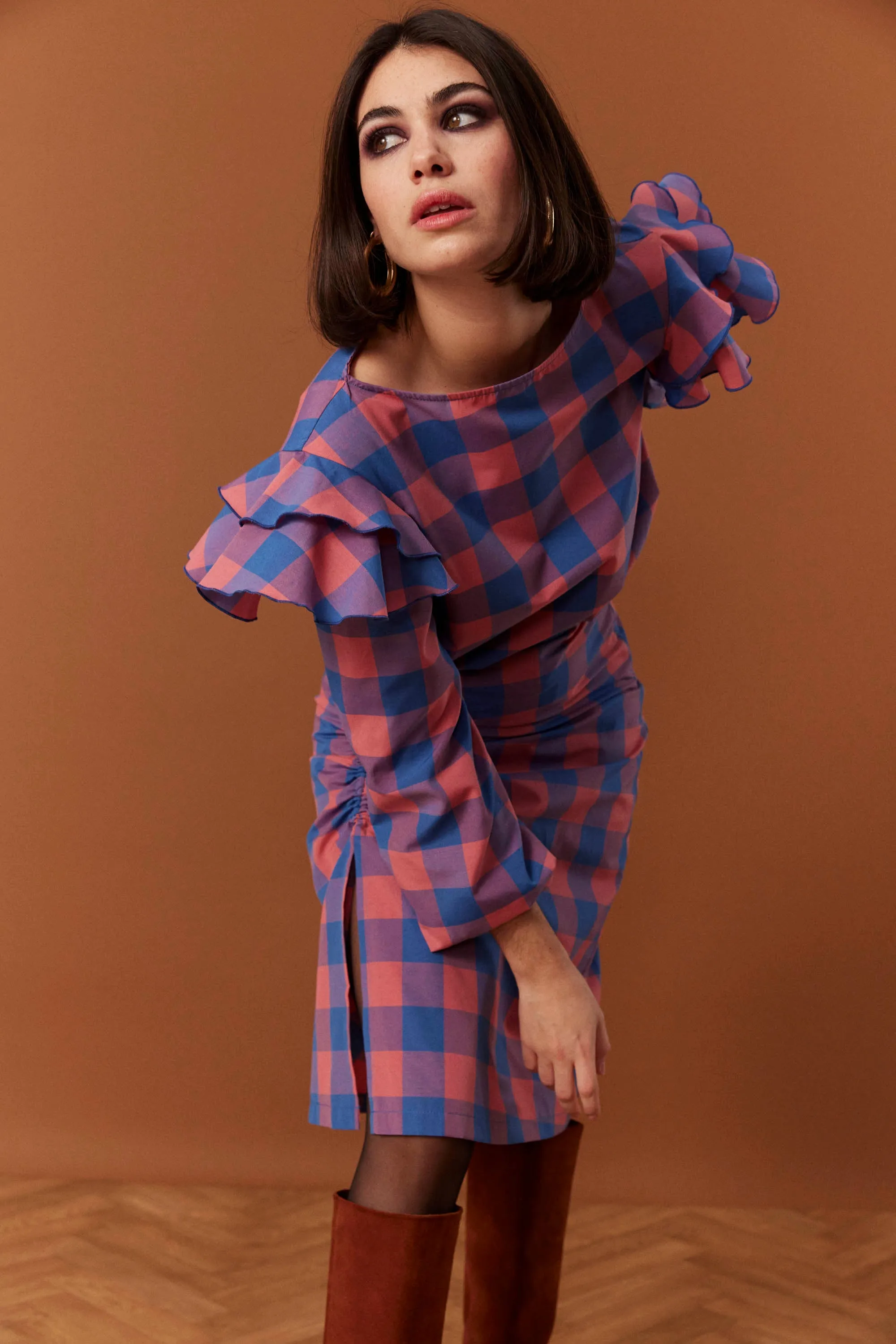 TOP JUDY VICHY ROSE-BLEU