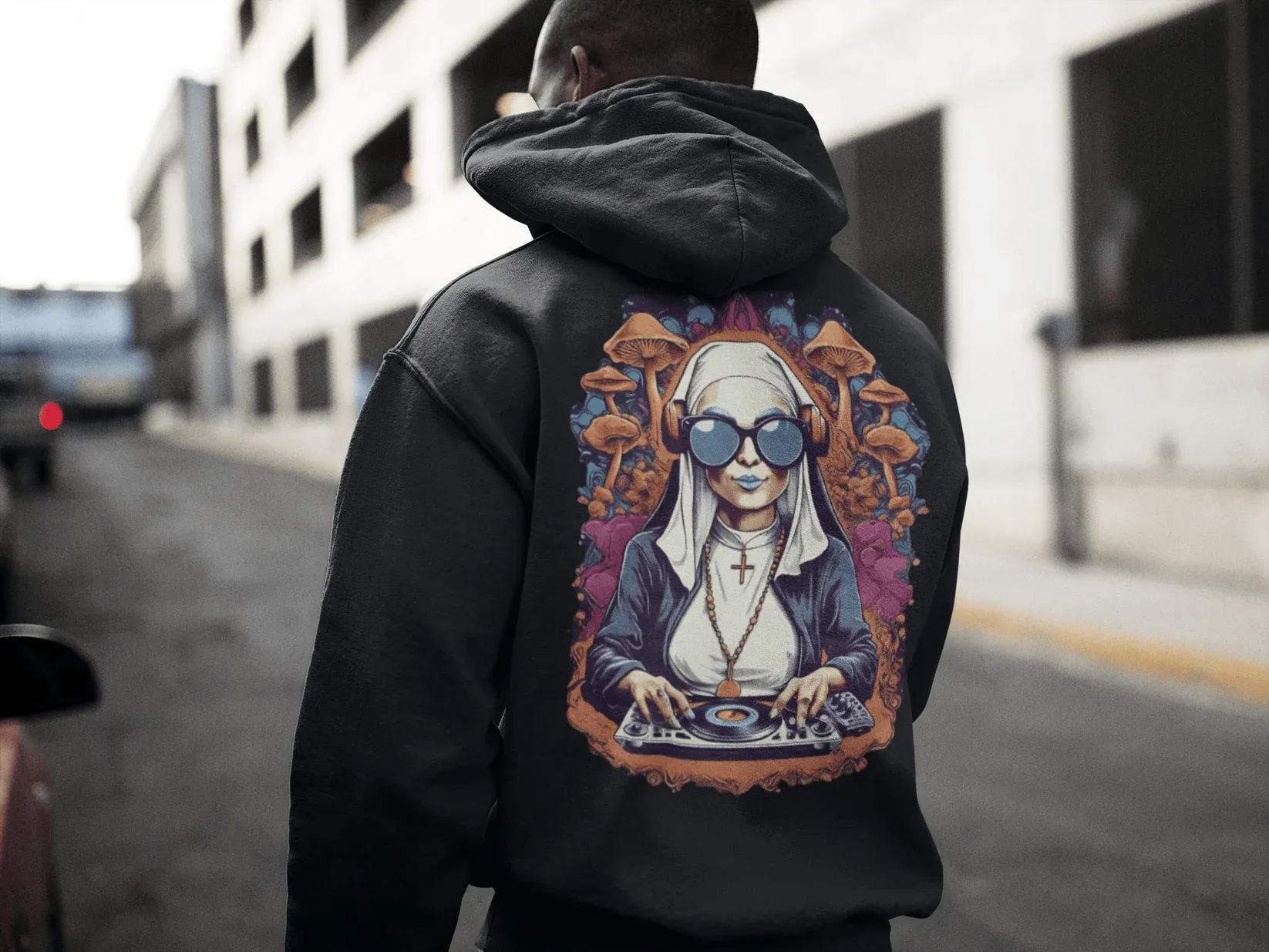 Trippy Hoodie | Techno Nun