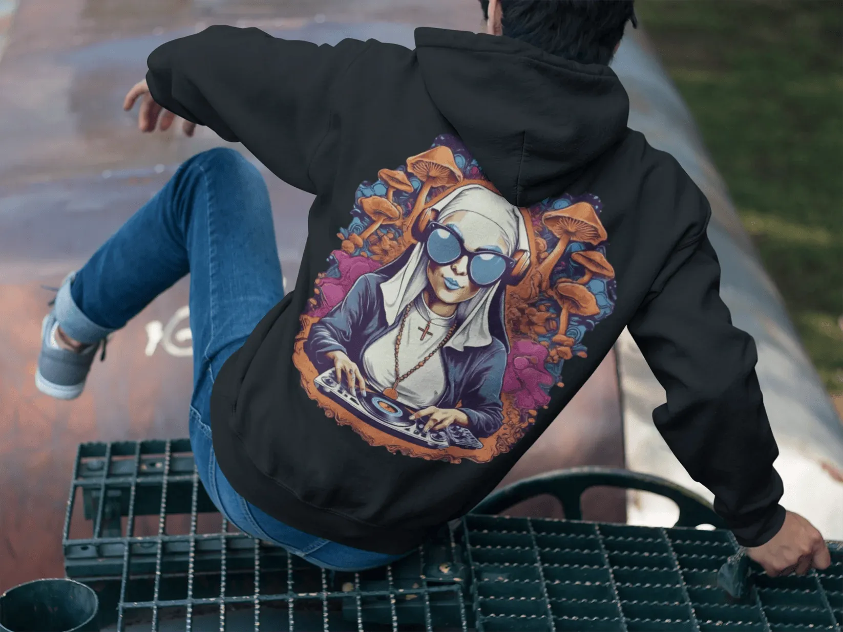Trippy Hoodie | Techno Nun