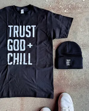 Trust God   Chill Adult Box T-Shirt & Black Beanie Bundle