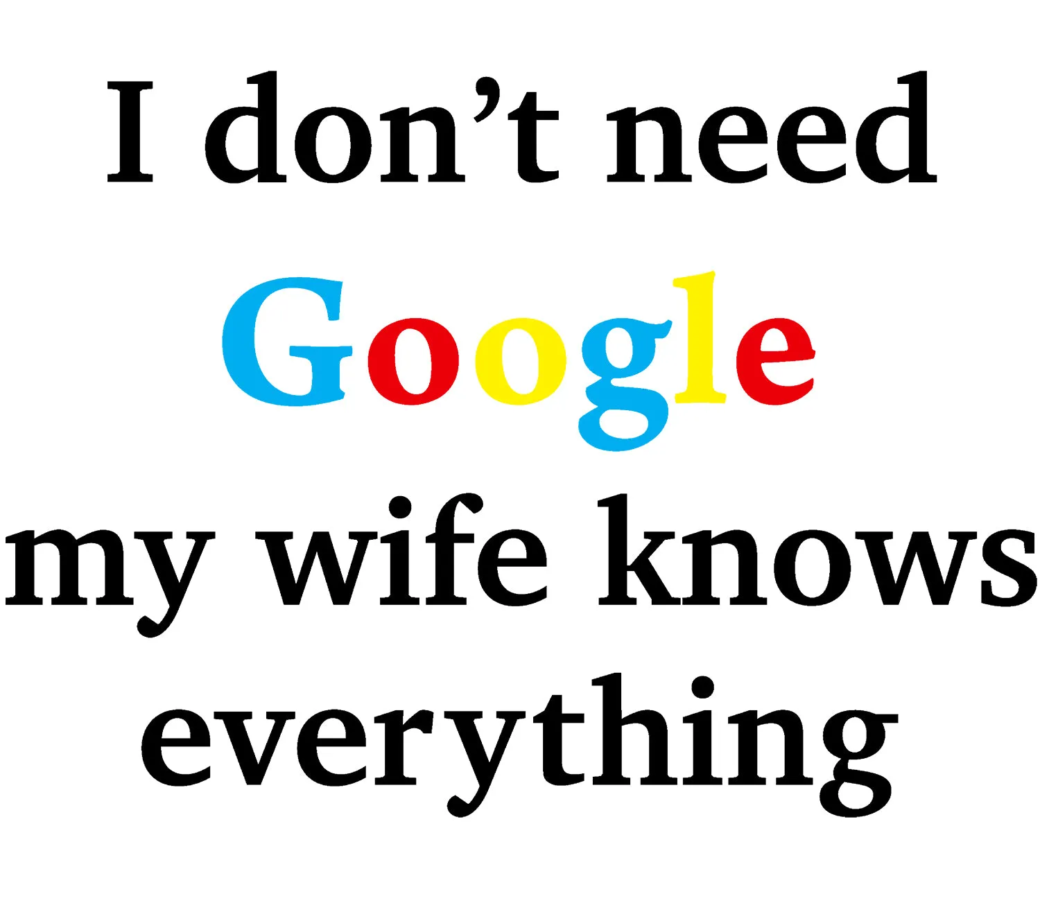UA Just for Lolz I Don't Need Google My Wife Knows Everything Men's T-shirt (White)