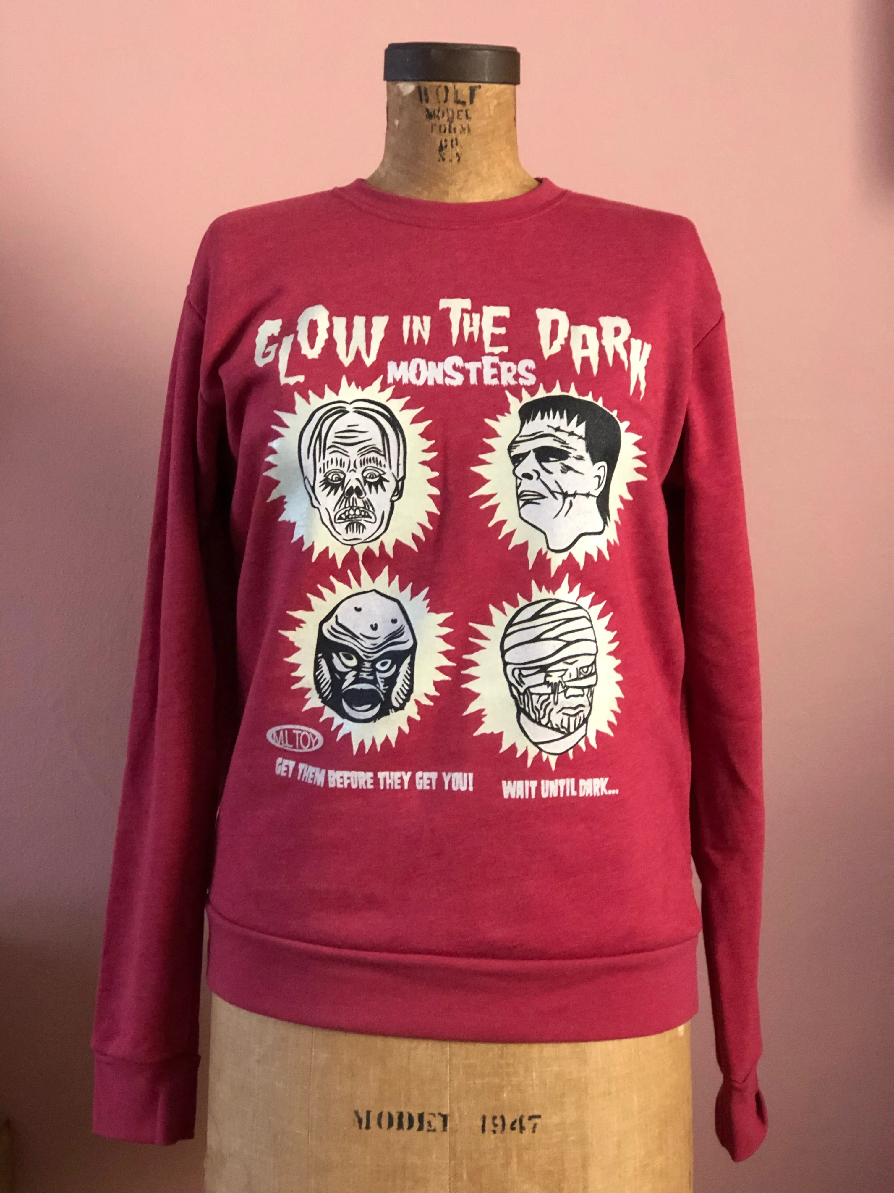 ＊UNISEX＊ GLOW IN THE DARK PULLOVER SWEATSHIRTS *CARDINAL