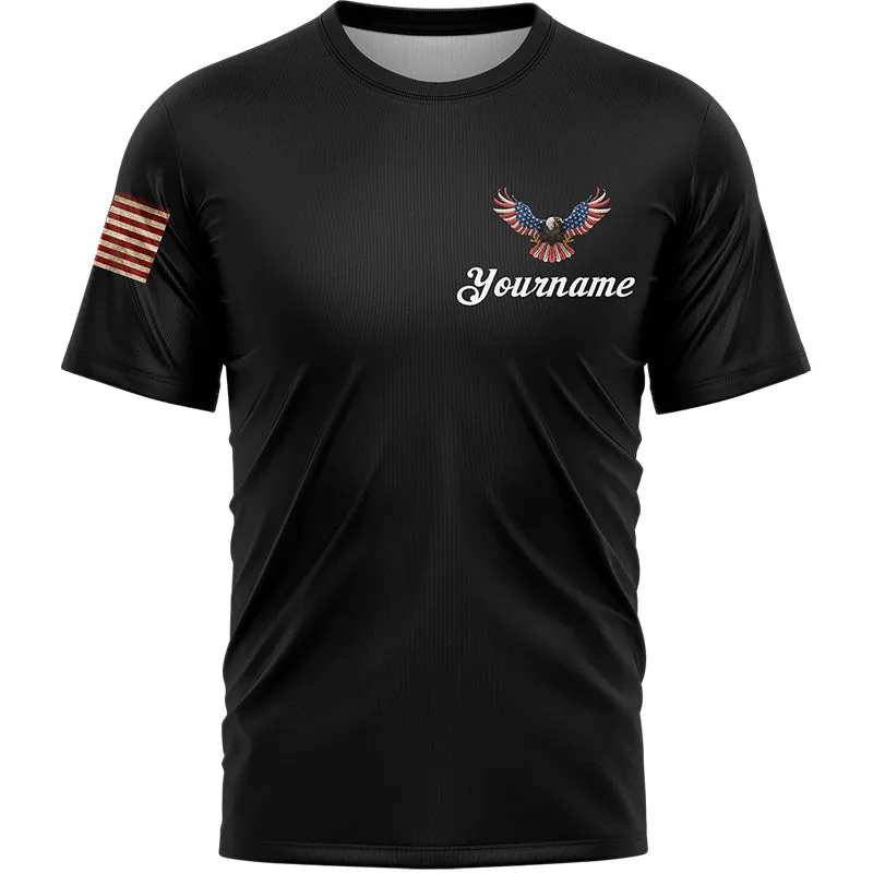 United We Stand Proud To Be An American Never Forget 9-11-2001 Custom Black American Patriot Name T-Shirt