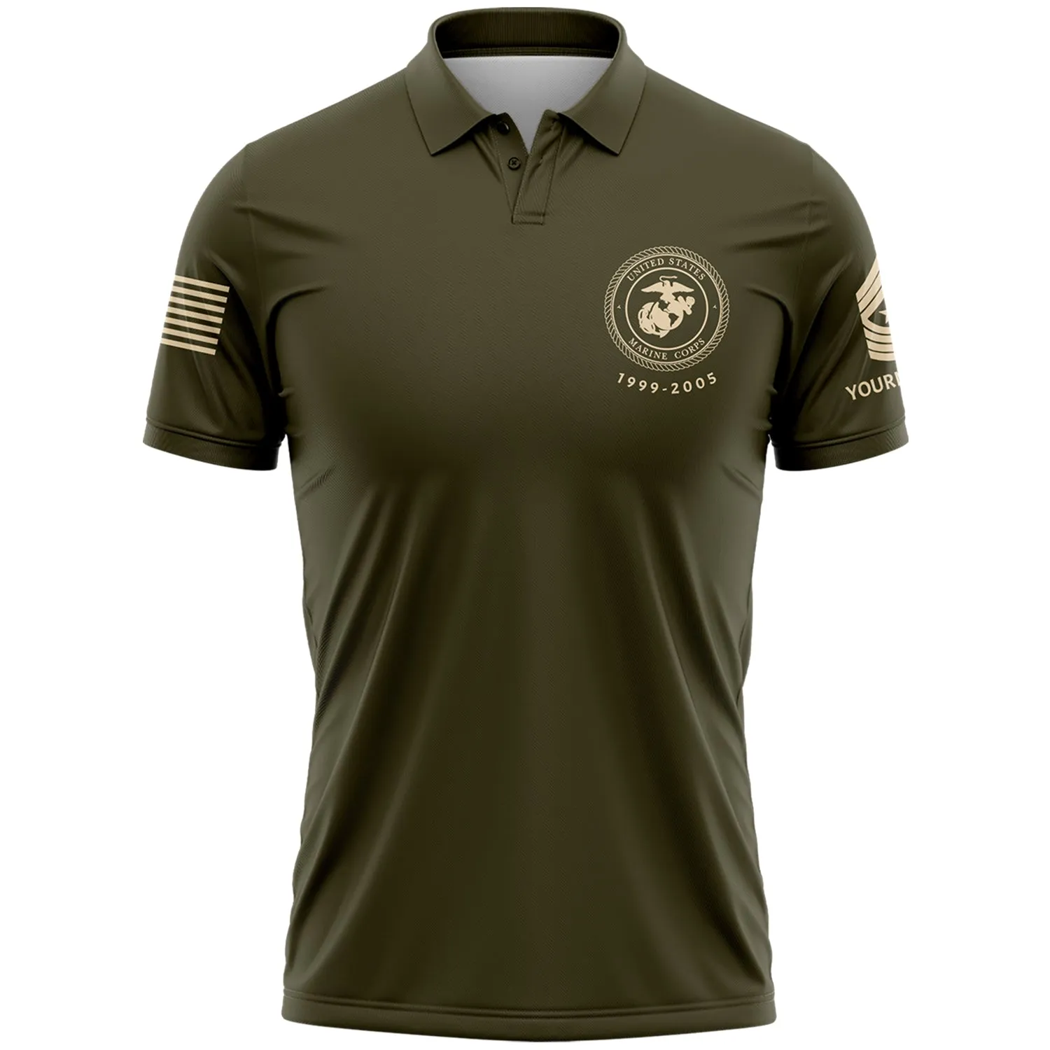 Until I Am Out Of Bullets Or Out Of Blood I Will Fight Custom Olive American Military Rank Veteran Name Golf Polo Shirt