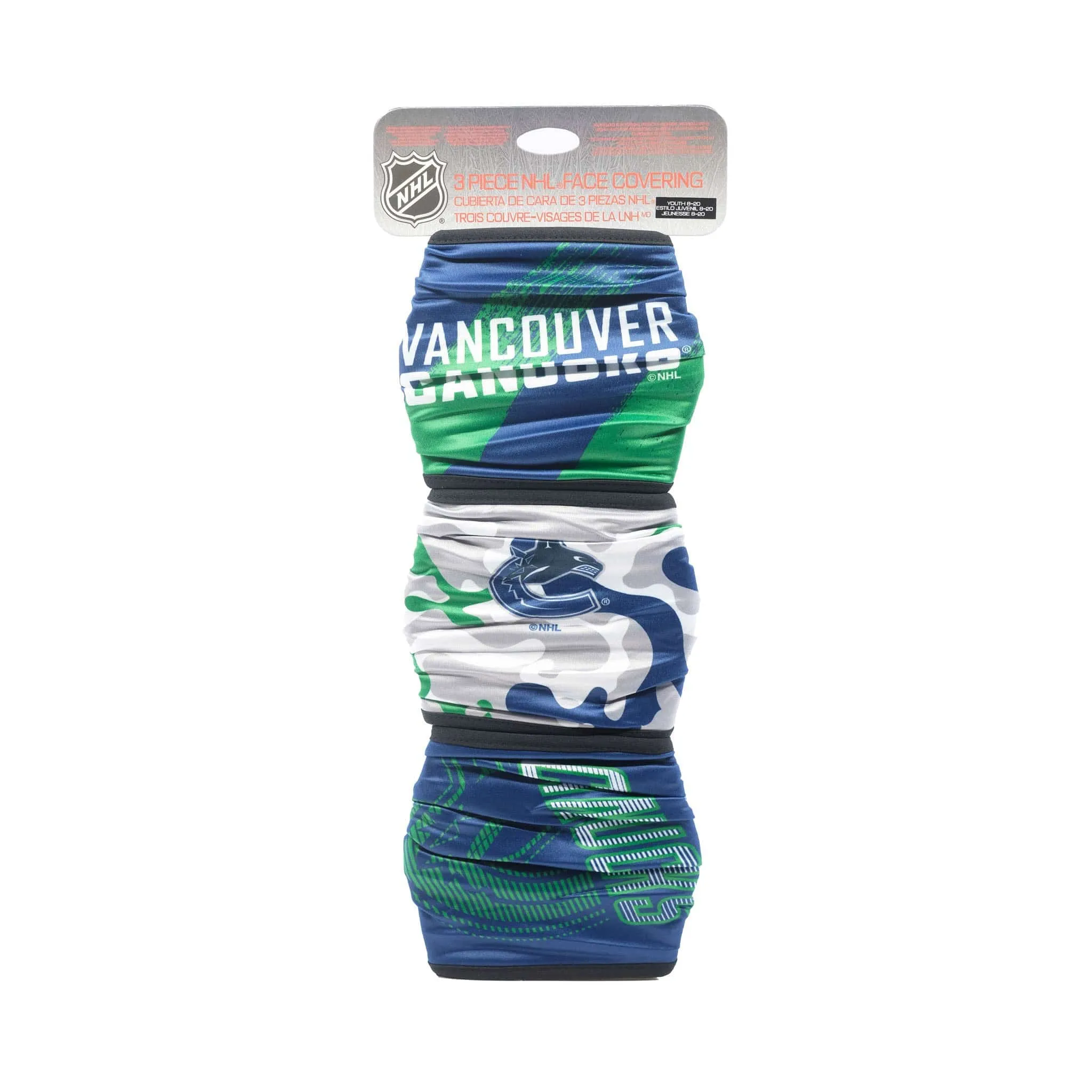 Vancouver Canucks Outer Stuff NHL Boys Face Cover - 3 Pack