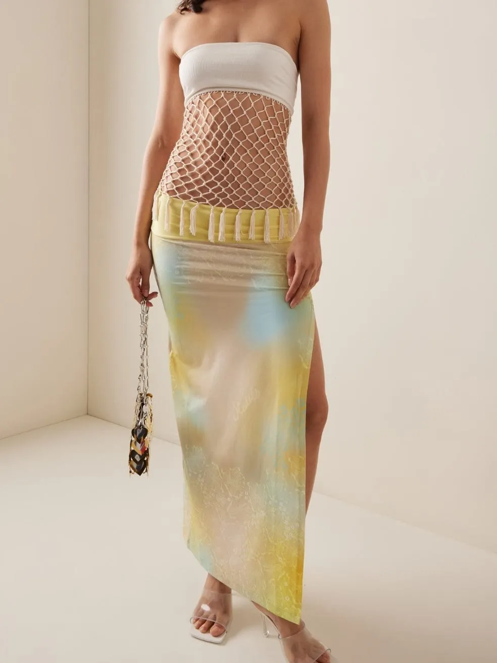 Vera Net Paneled Maxi Dress