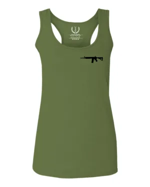 VICES AND VIRTUES Second Amendment Support American Flag Gun ar 15 Rights  women's Tank Top sleeveless Racerback