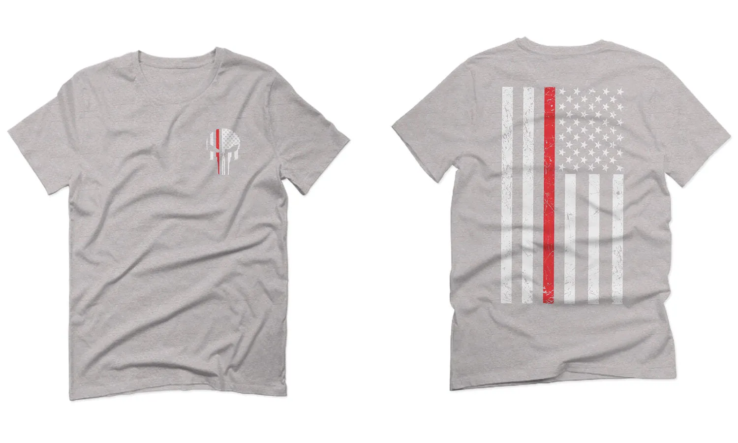 VICES AND VIRTUESS Front Skull Back Flag Thin Red Line USA Firefighter Support For men T Shirt