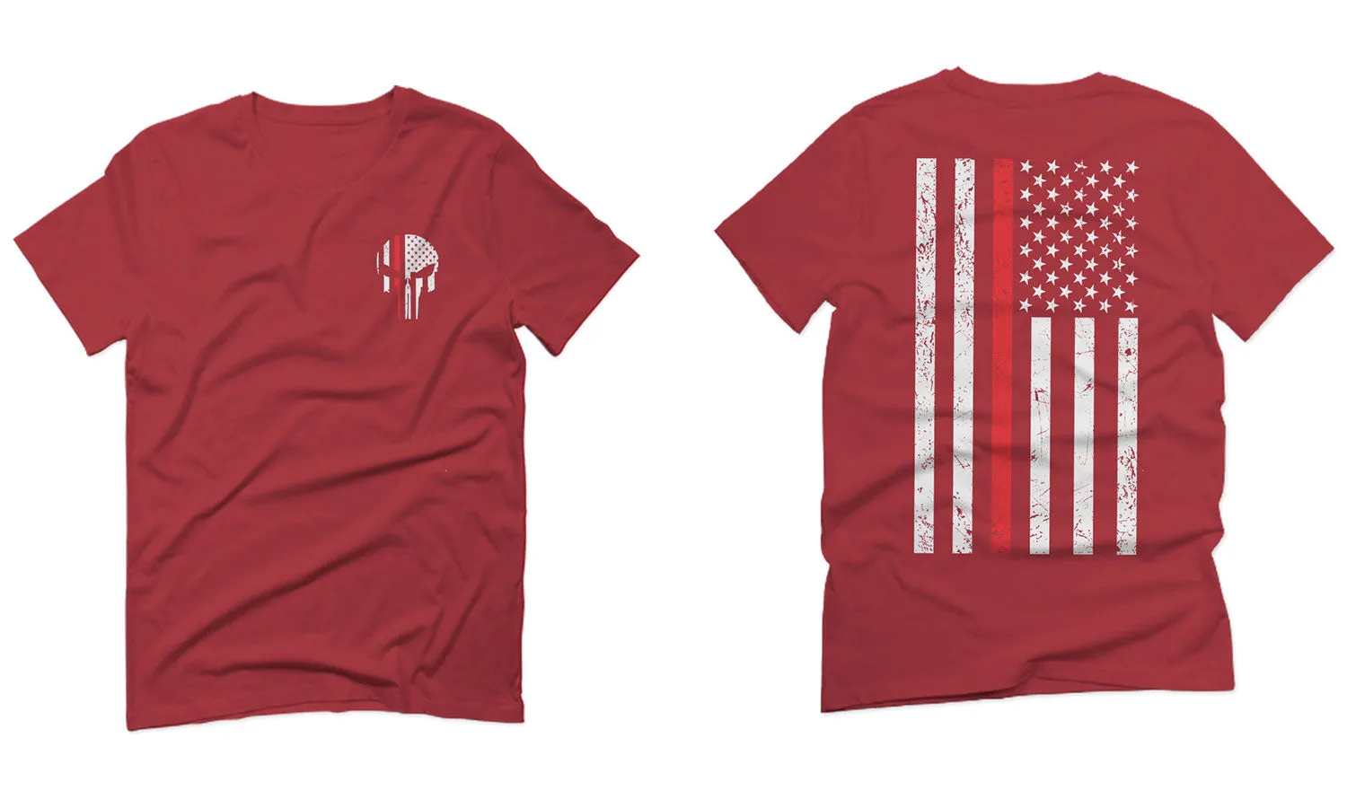 VICES AND VIRTUESS Front Skull Back Flag Thin Red Line USA Firefighter Support For men T Shirt