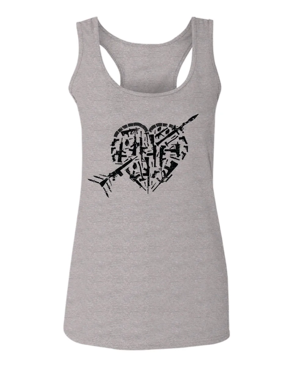 VICES AND VIRTUESS Second Amendment American Gun Rights arms Weapon Heart USA  women's Tank Top sleeveless Racerback