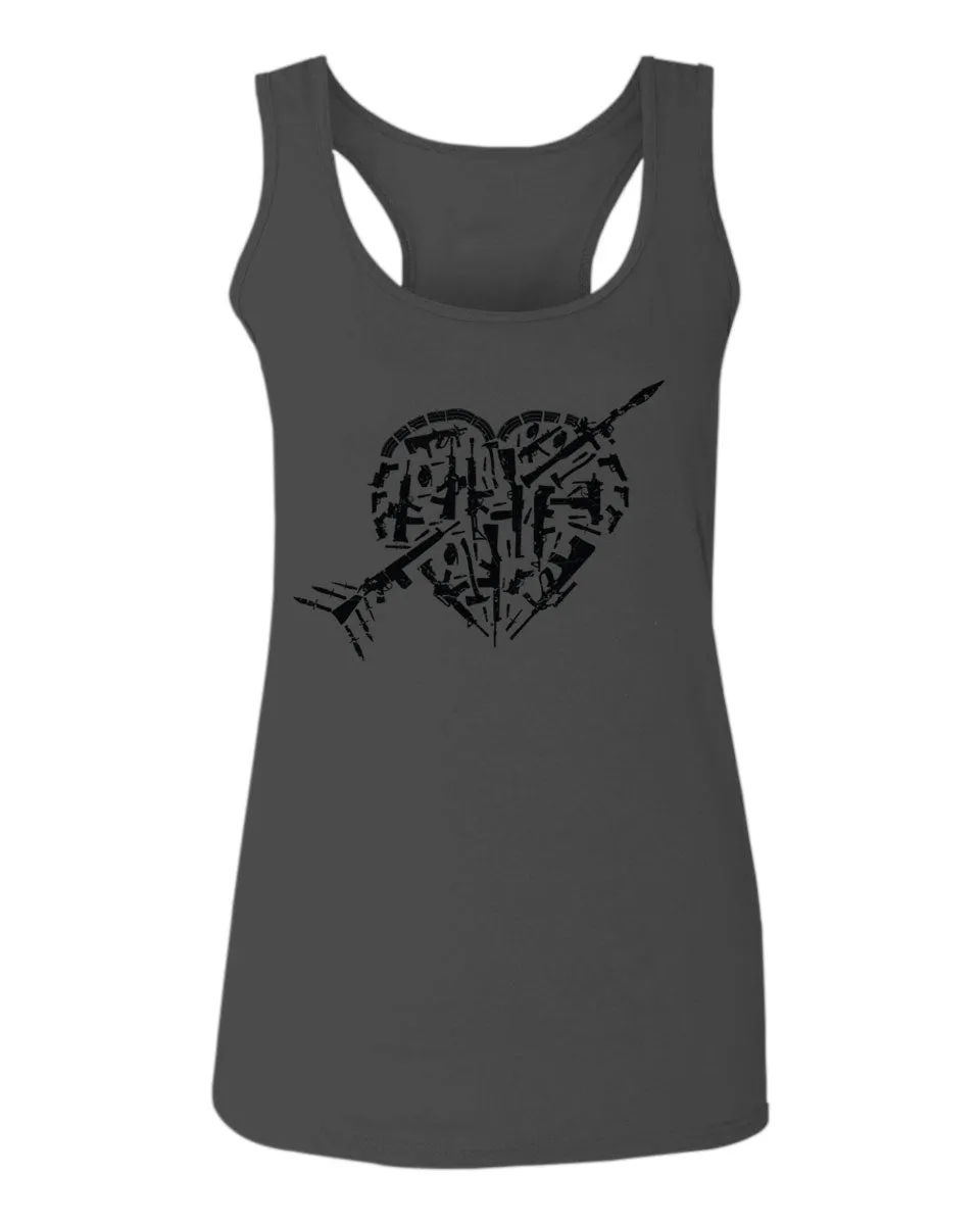 VICES AND VIRTUESS Second Amendment American Gun Rights arms Weapon Heart USA  women's Tank Top sleeveless Racerback