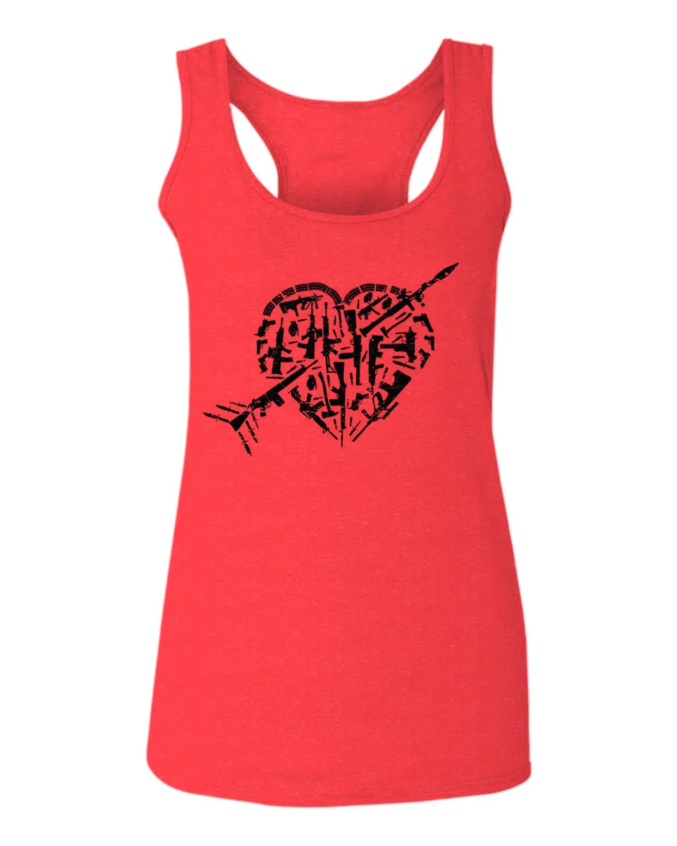 VICES AND VIRTUESS Second Amendment American Gun Rights arms Weapon Heart USA  women's Tank Top sleeveless Racerback