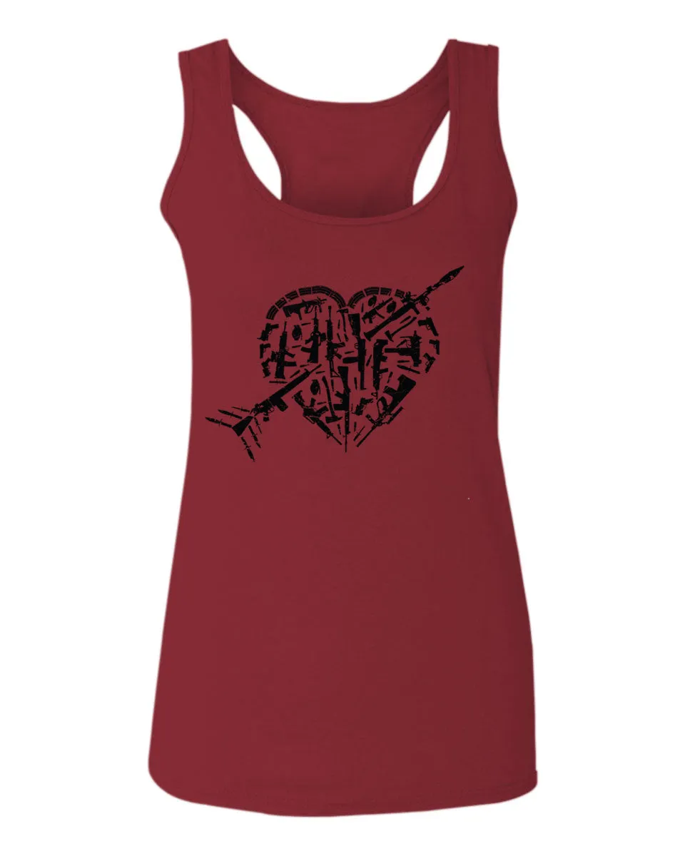 VICES AND VIRTUESS Second Amendment American Gun Rights arms Weapon Heart USA  women's Tank Top sleeveless Racerback