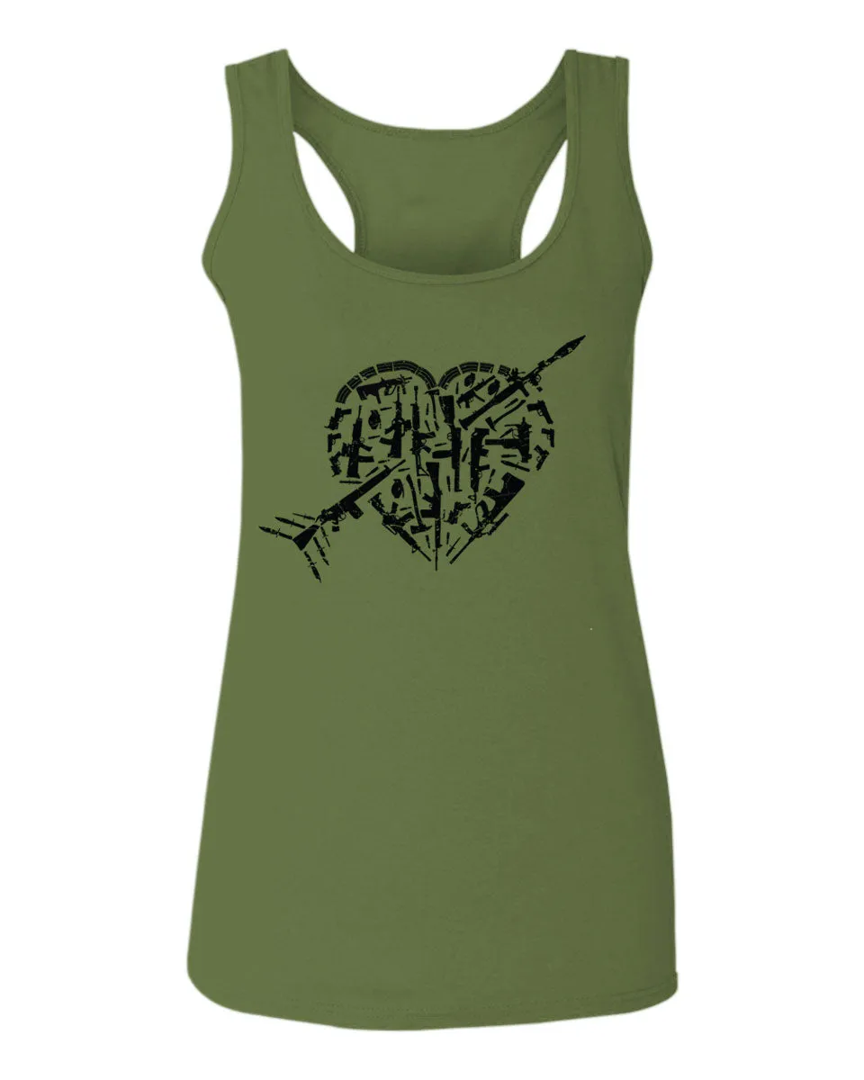 VICES AND VIRTUESS Second Amendment American Gun Rights arms Weapon Heart USA  women's Tank Top sleeveless Racerback