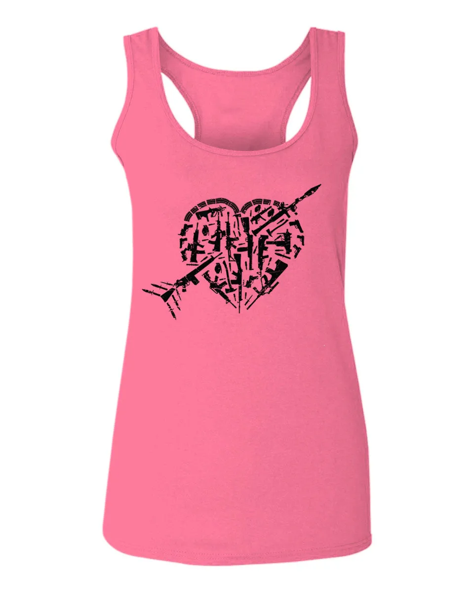 VICES AND VIRTUESS Second Amendment American Gun Rights arms Weapon Heart USA  women's Tank Top sleeveless Racerback