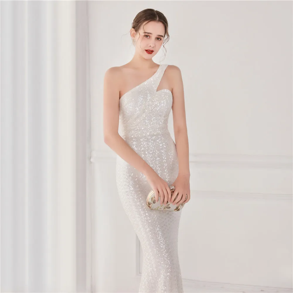 Victoria Formal One-Shoulder Charming Sequined Fishtail Dress