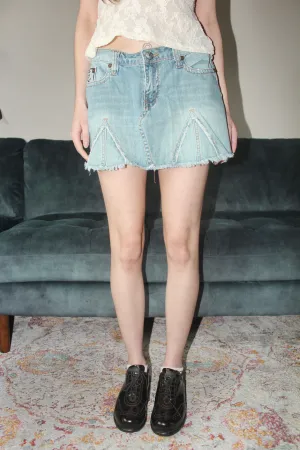 Vintage 00s Retro Patterned Mini Skirt (M)