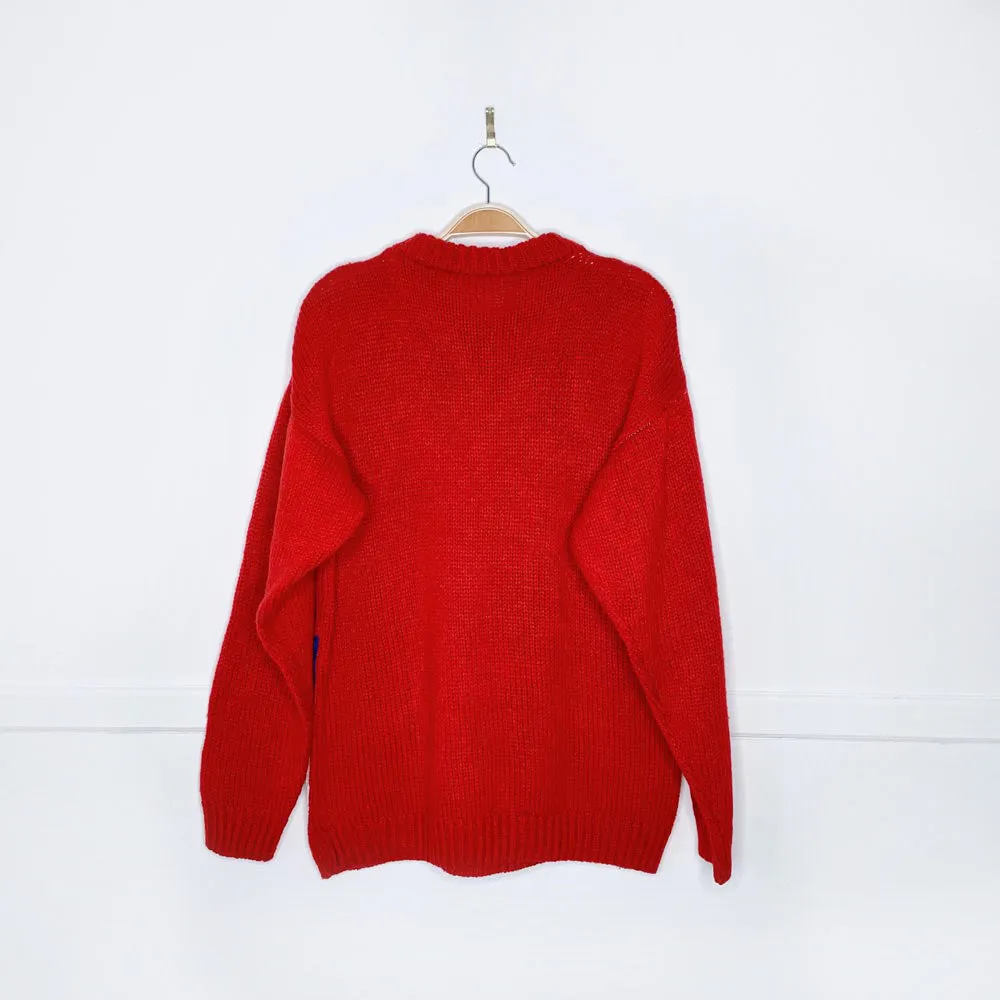 vintage hand knit ski village realxed crew