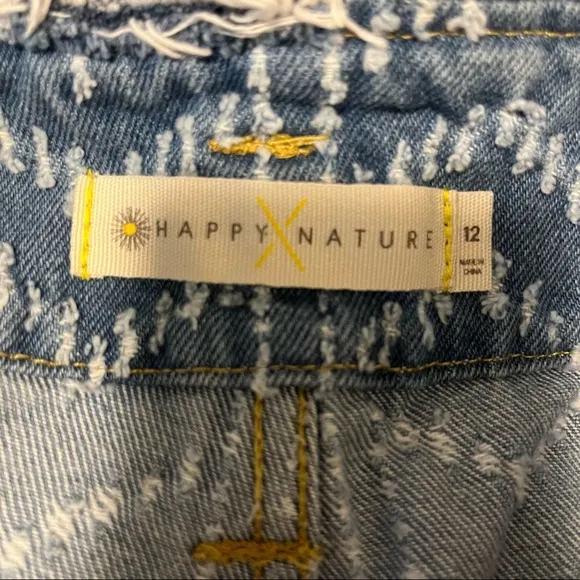 Vintage Happy Nature Kate Hudson Distressed Pleated High Waist Denim Shorts 12