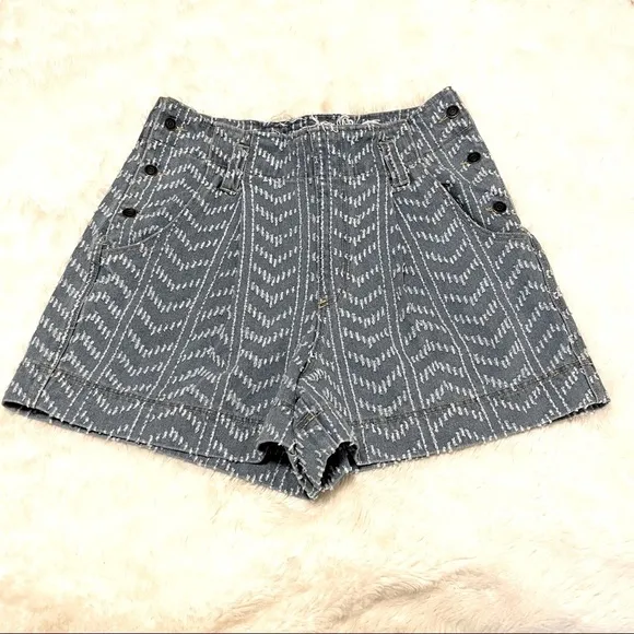 Vintage Happy Nature Kate Hudson Distressed Pleated High Waist Denim Shorts 12