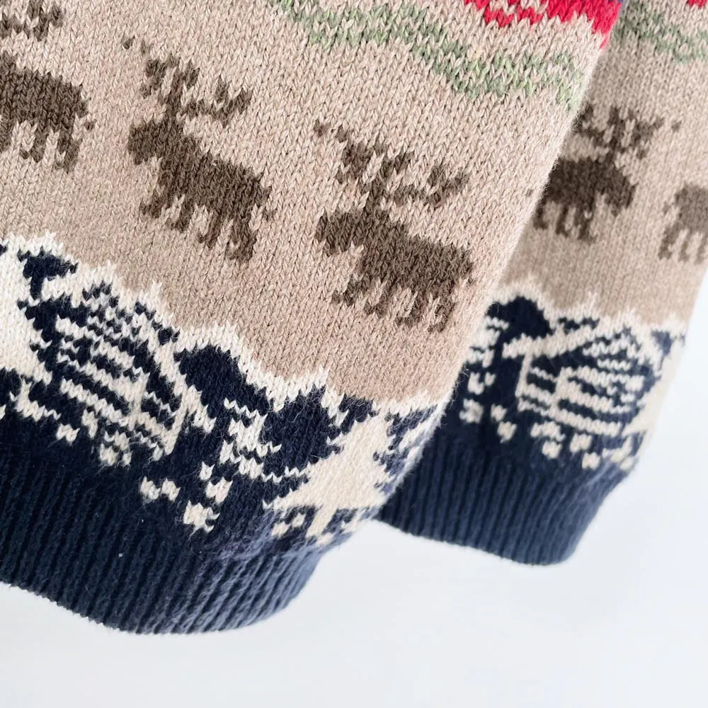 vintage moose   cabin scenery knit cardigan