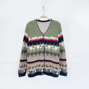 vintage moose   cabin scenery knit cardigan