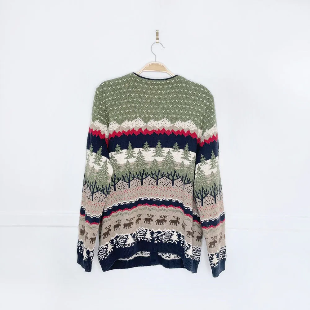 vintage moose   cabin scenery knit cardigan