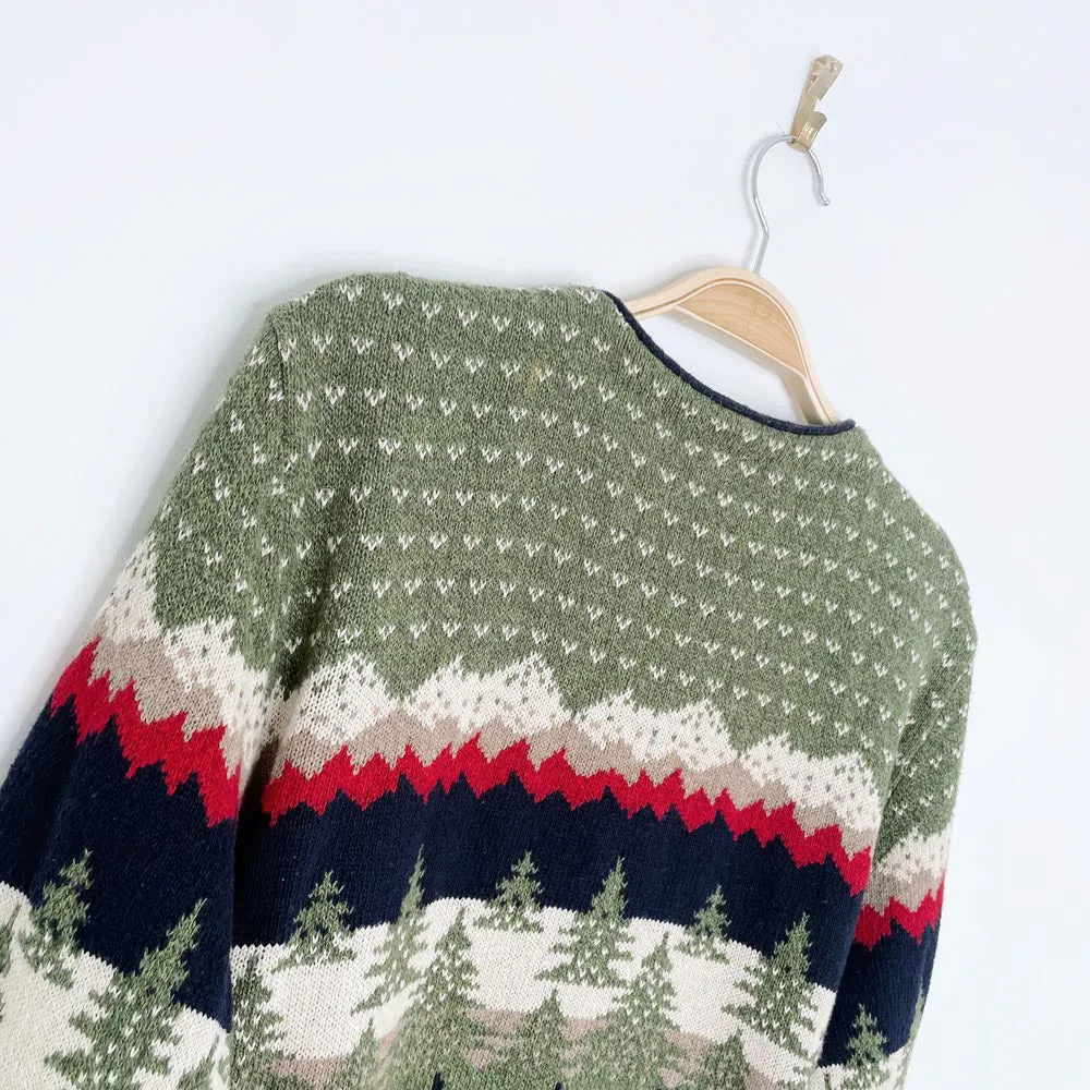 vintage moose   cabin scenery knit cardigan