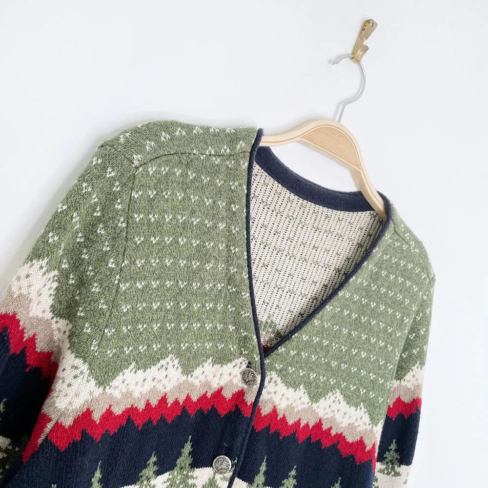vintage moose   cabin scenery knit cardigan