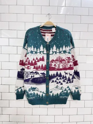 vintage ski village knit cardigan