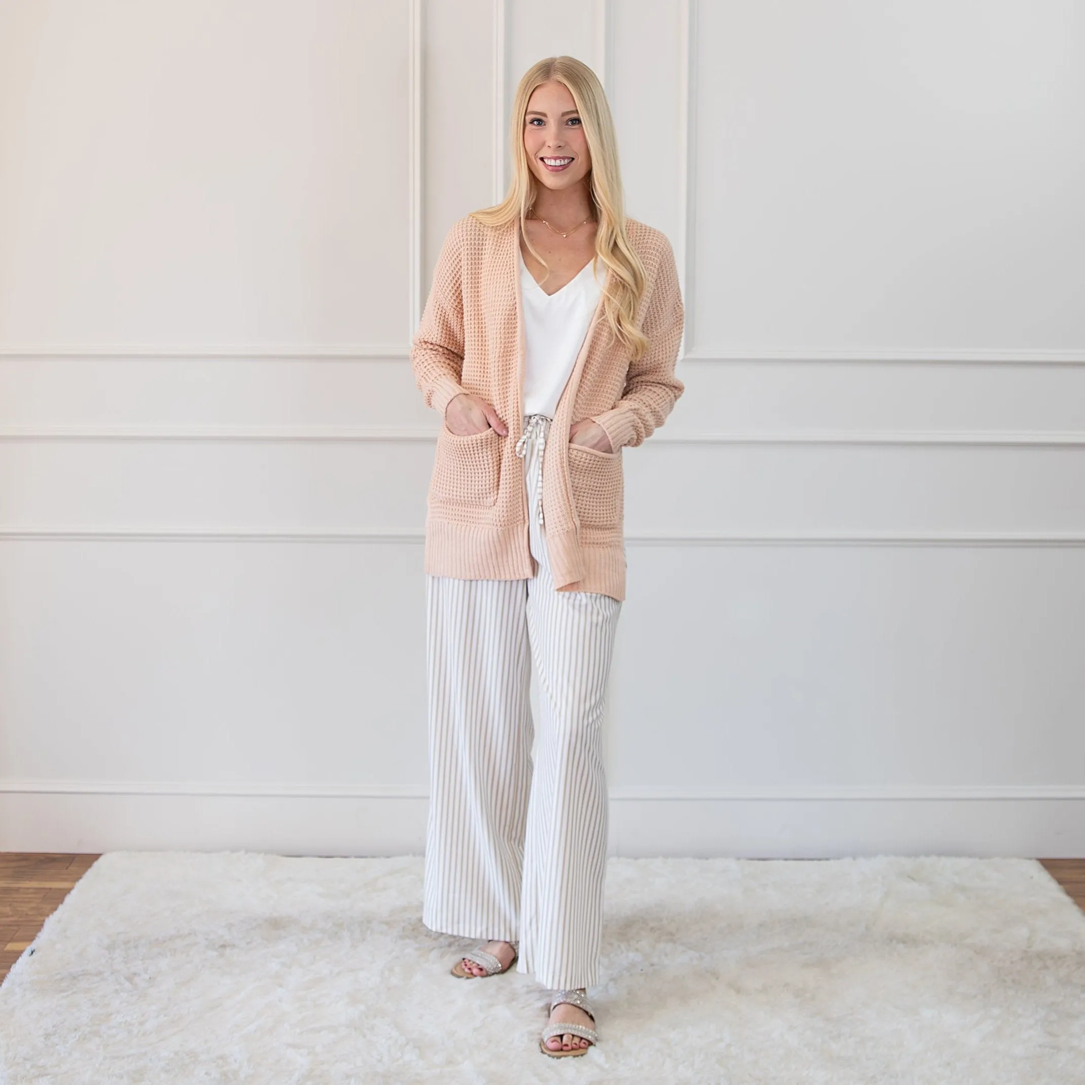 Waffle Pocket Cardigan Sweater