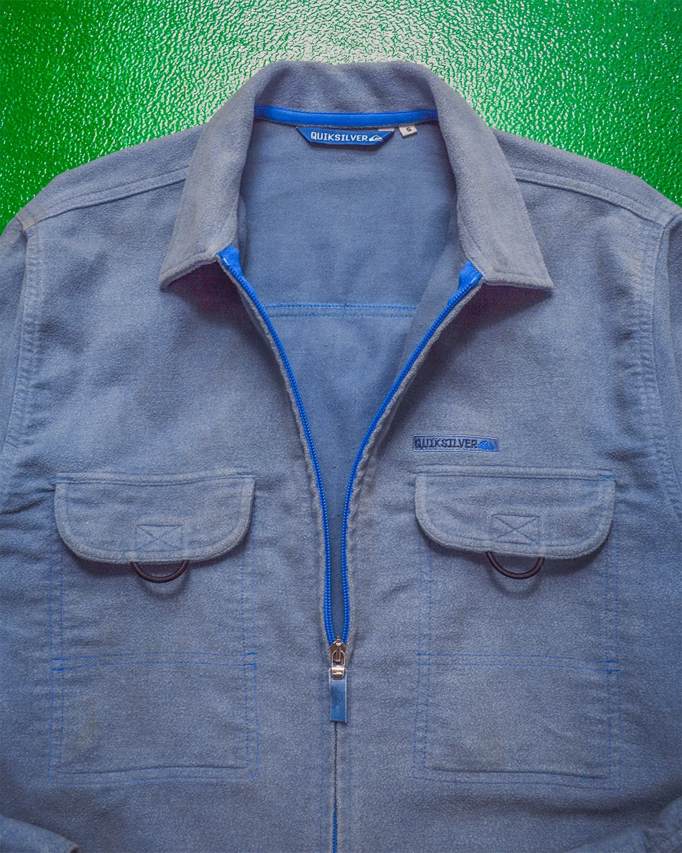 Washed Blue Micro-fleece Zip Up Over Shirt (~M~)