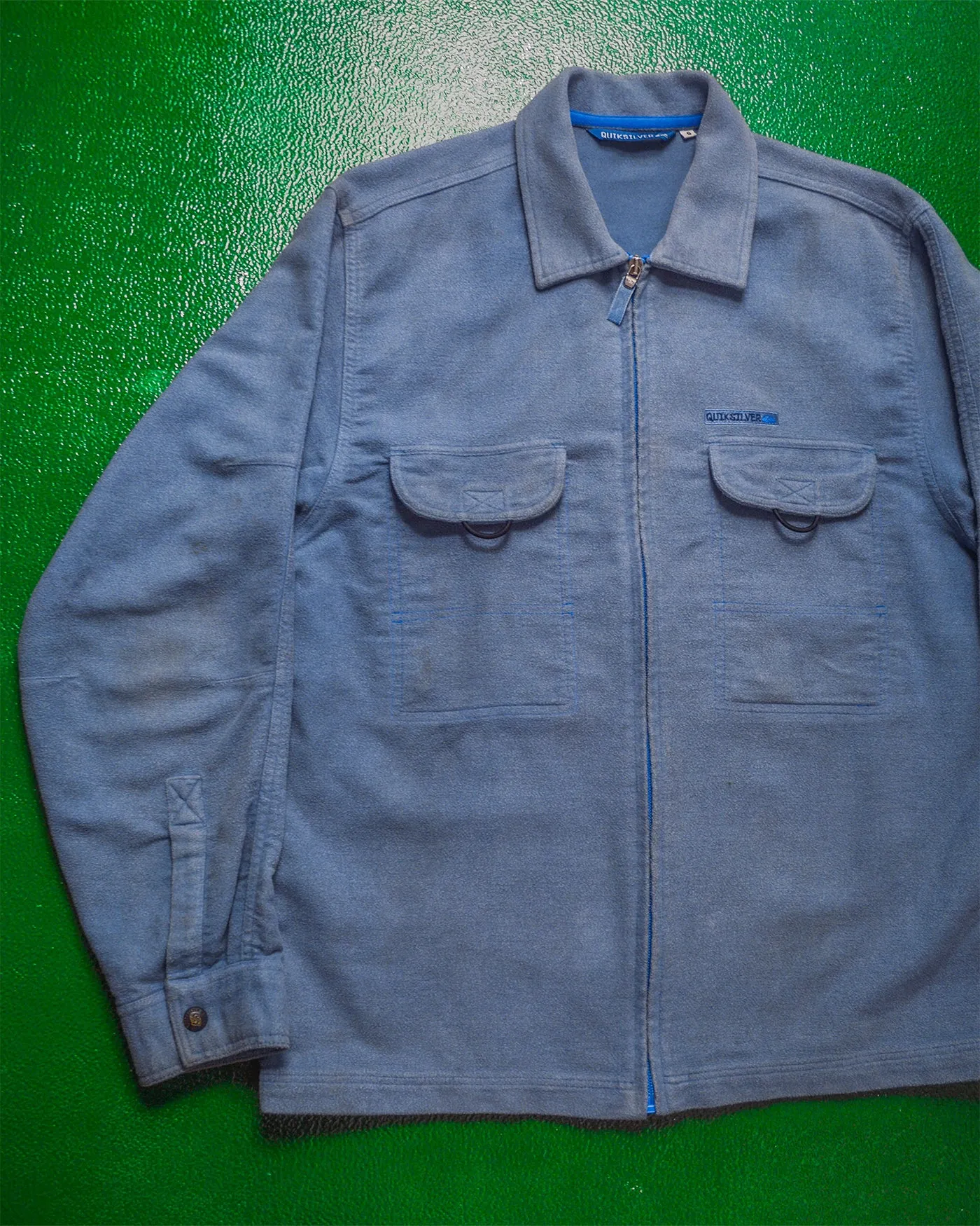 Washed Blue Micro-fleece Zip Up Over Shirt (~M~)