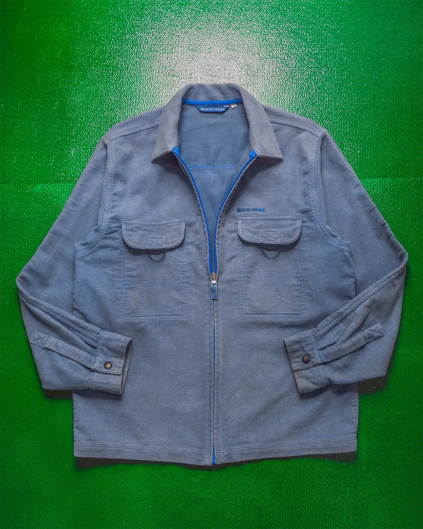 Washed Blue Micro-fleece Zip Up Over Shirt (~M~)