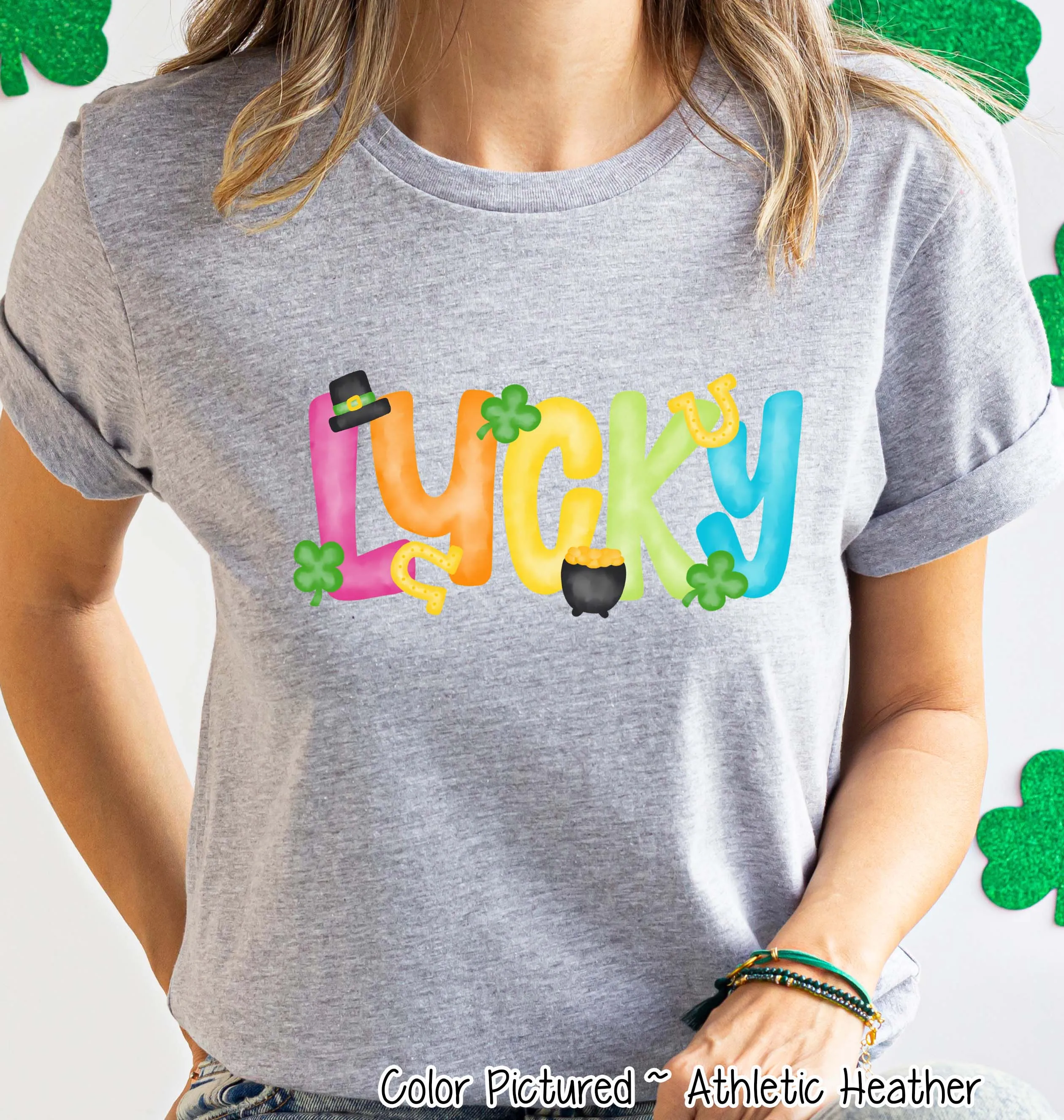 Watercolor Lucky St Patricks Day Tee or Sweatshirt