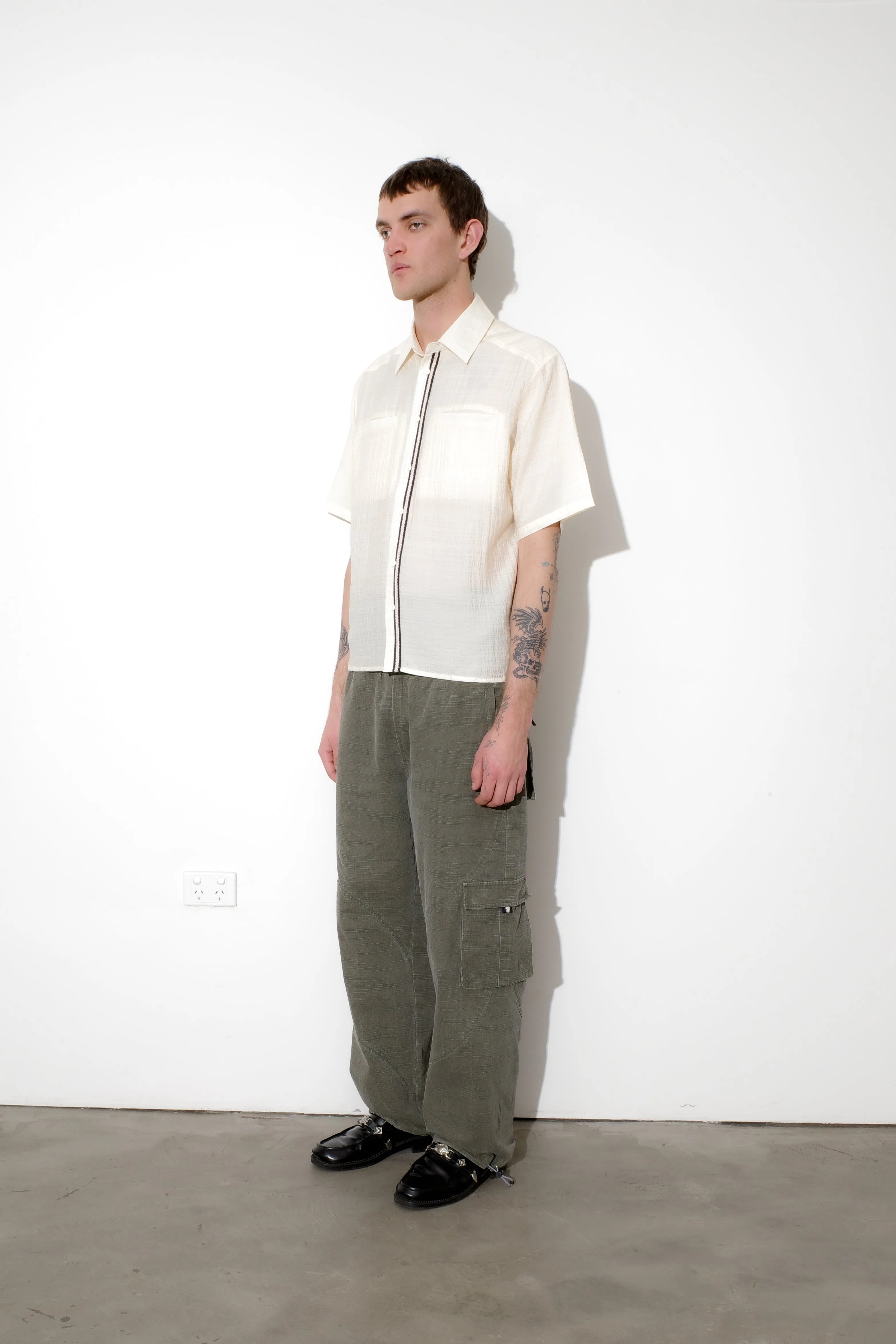 Weave Trim Button Up Shirt