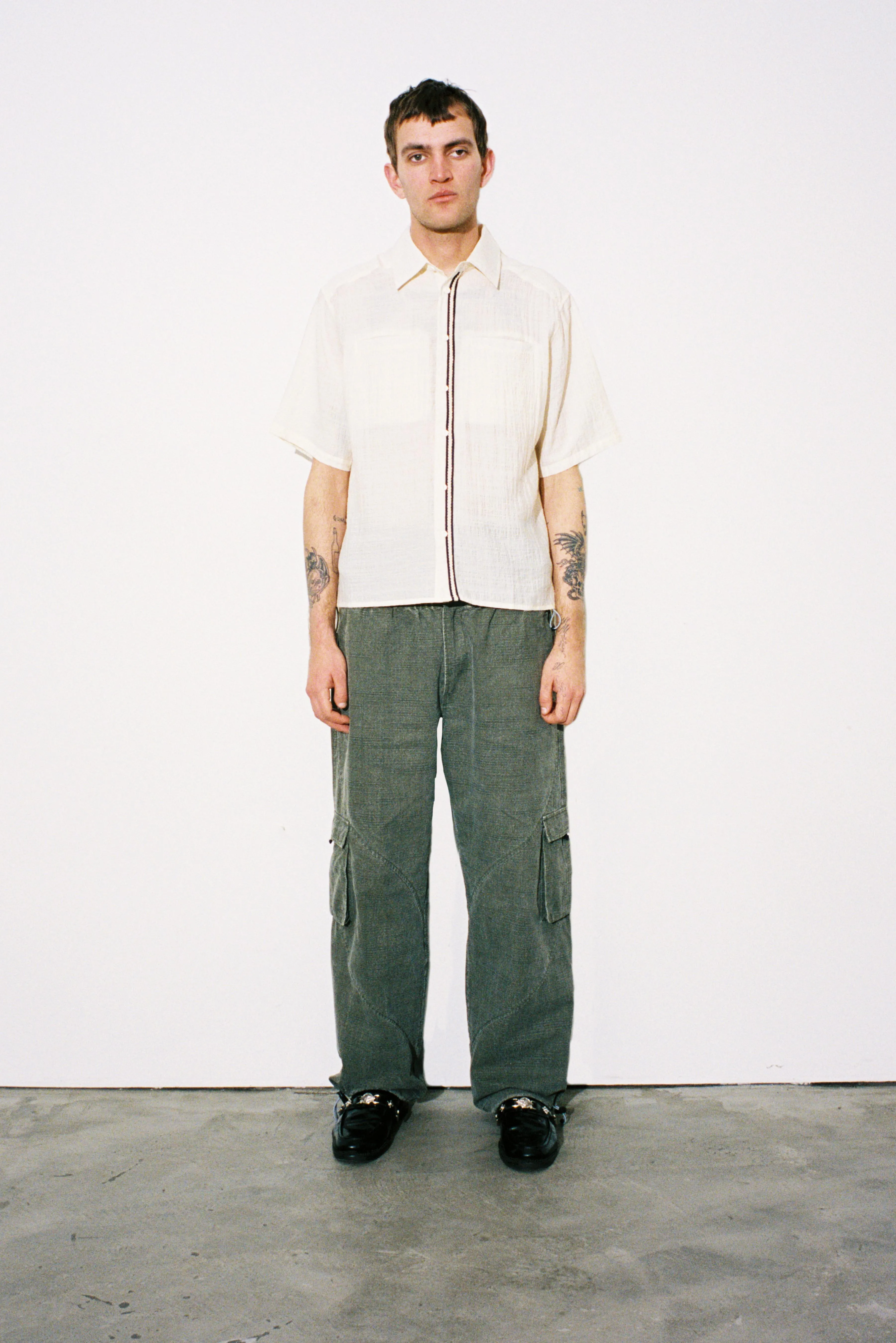 Weave Trim Button Up Shirt