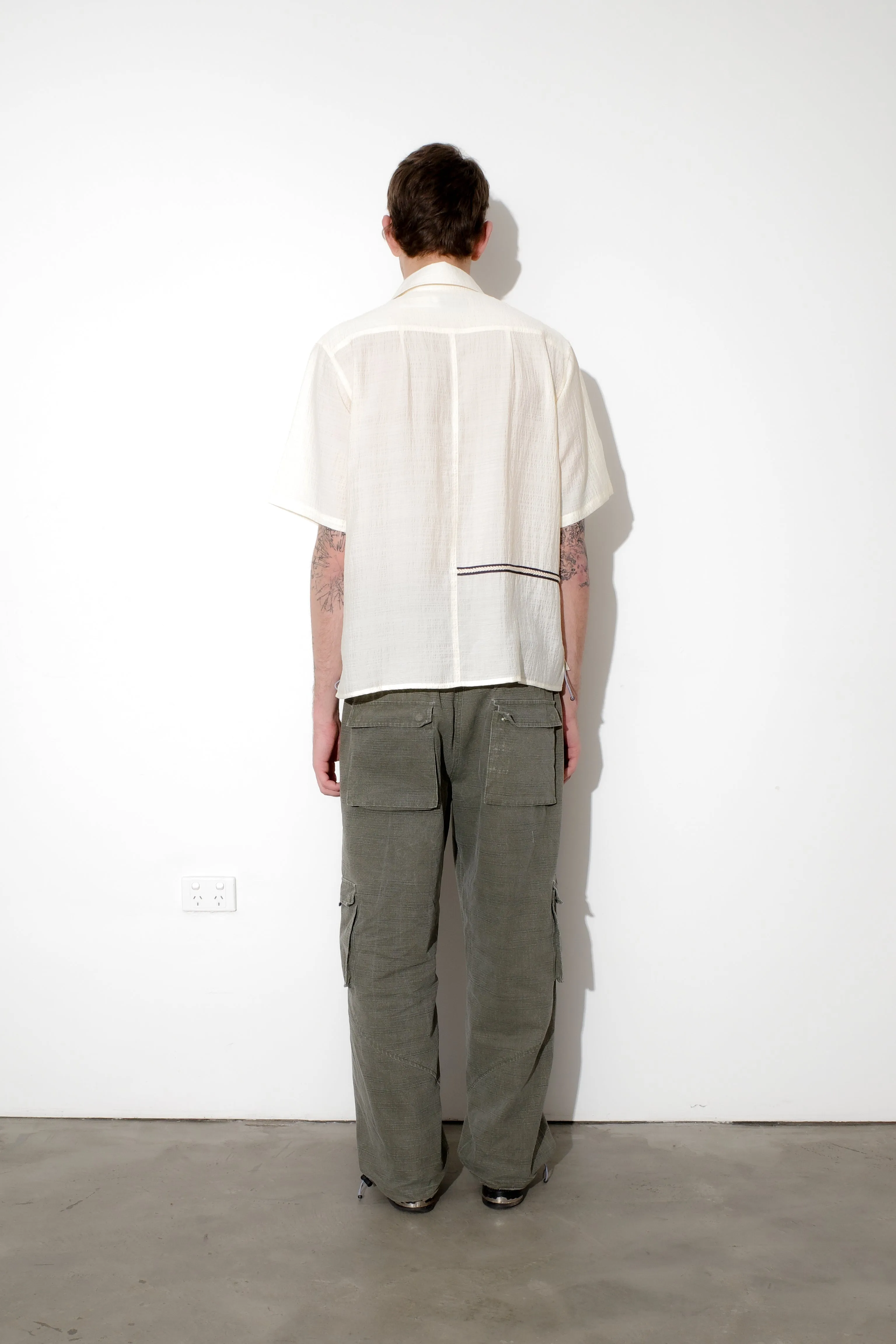 Weave Trim Button Up Shirt